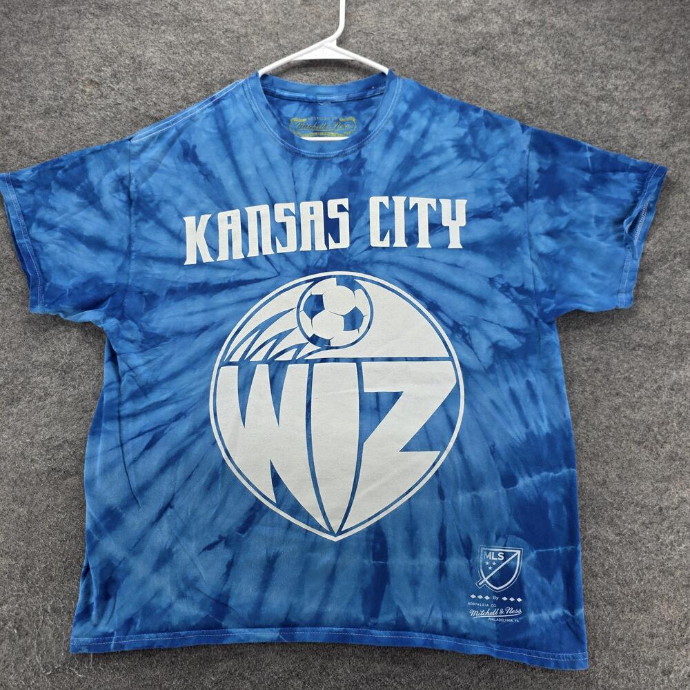 Kansas City Wizards Shirt Mens XL Blue MLS Soccer Mitchell & Ness Tie Dye Tee
